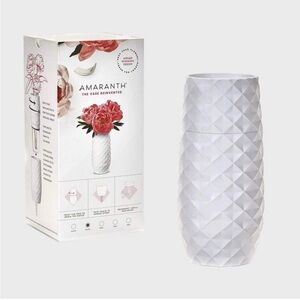 White Textured Ceramic Vase - Geometric Facet Design